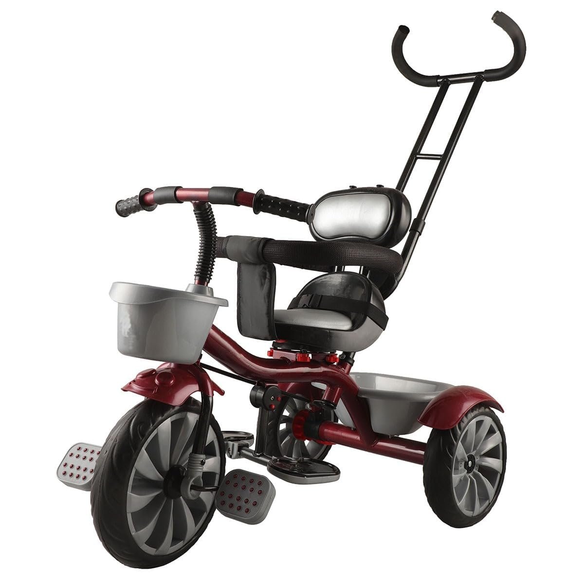 JoyRide TrikeMaster 360 Reversible Seat SmartTrike for Kids 1 to 5 Years, Double Leather Seat,Safety Belt, Guardrail, Handle, Easy Storage (Red)