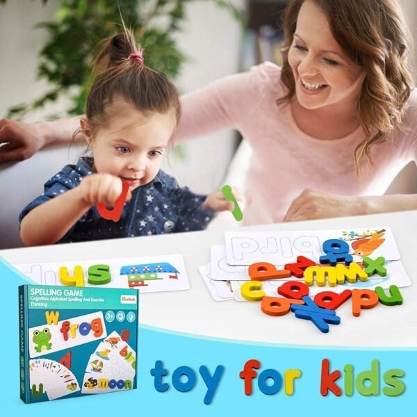 Spelling Games Word Matching Letter Puzzles Toddler Toys Montessori ABC Alphabet Learning Educational Puzzle Gift for Preschool Boys Girls Kids Age 3-5 Years Old (Multicolor)