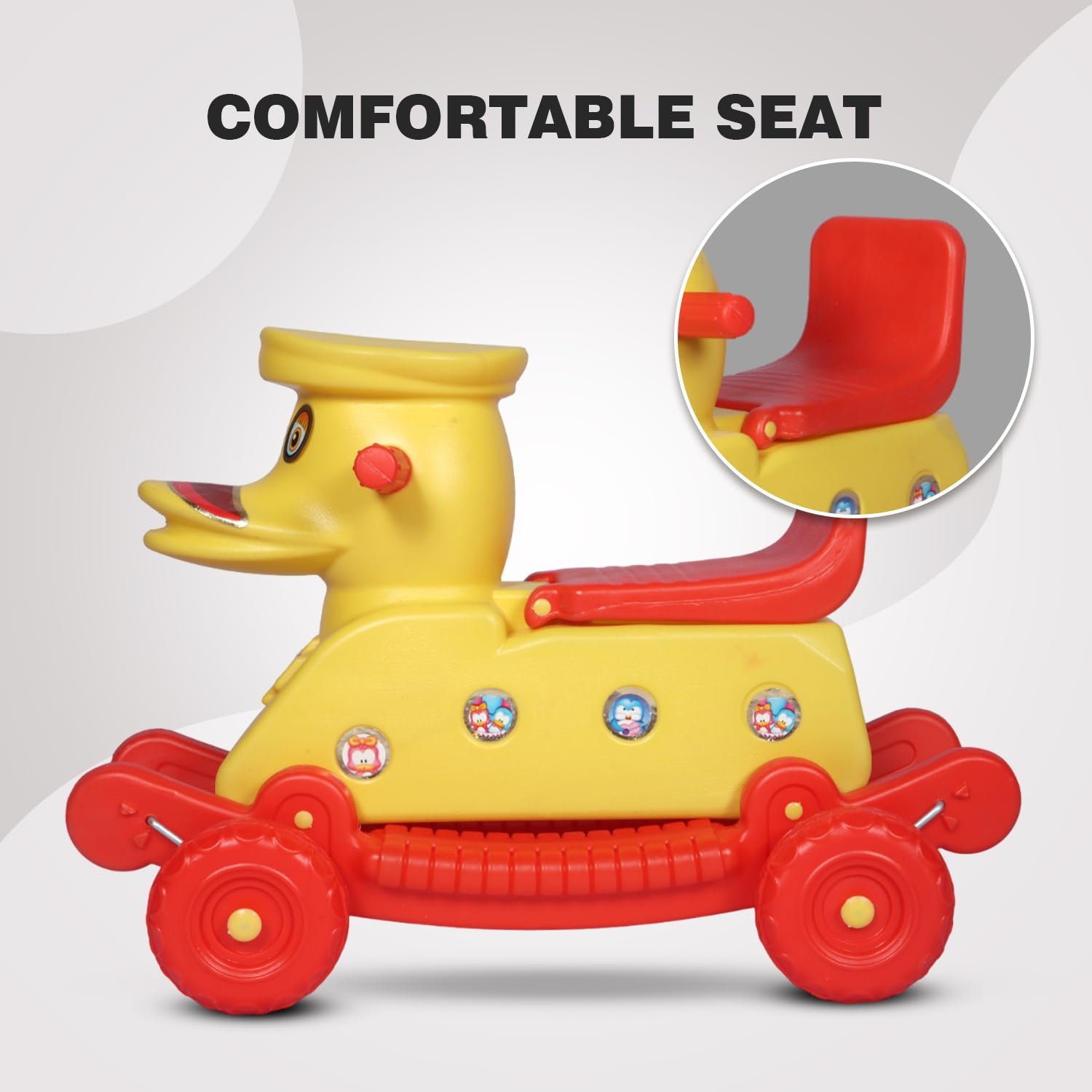 Donald Duck Rider for Kids 1-3 Years Old 2-in-1 Rocker/Ride-Ons & Wagons Non Battery Operated Rideon (Red & Yellow) - Image 6