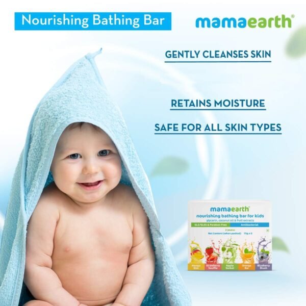 Mamaearth Fruit based Nourishing Clear Bathing Bar Baby Antibacterial Soap with Glycerine,SLS & paraben Free, For 2+ years age Kids – 75g x 5 - Image 5