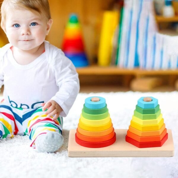 bnf® Geometric Stacker Column Building Blocks for Preschool Toddlers 1-3 Children 2 Towers Baby | Toys for Baby | Developmental Baby Toys