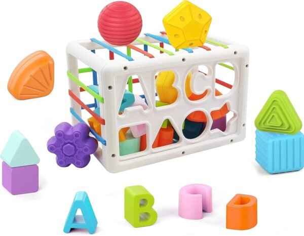 Brand Conquer 6 in 1 Learning Cube Educational & Learning Activity Toy Including Blocks, Clock, Alphabets-Tree,Transportation Vehicles,Music Keyboard & Mirror for Kid (Small 6 in 1 Cube), Multicolored