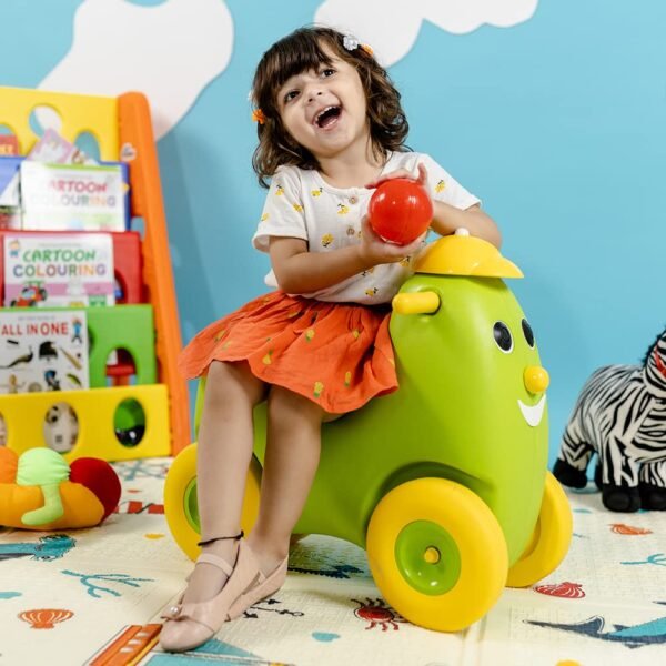OK PLAY Humpty Dumpty Push On Ride for Kids | Pony Ride On with Curved Seat | Four Wheel Push On Ride | Easy Grip | Indoor Outdoor Ride | Safe & Fun Activity Toy | Toys for Kids | 2 Year+ | Green - Image 2
