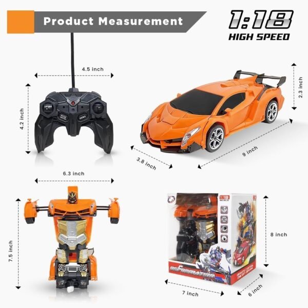 Robot Cars for Kids 4-8 Year Old,Deformation Car, Remote Control Car for Boys Robot Vehicle Toys Rc Racing Car. - Multicolor - Image 3