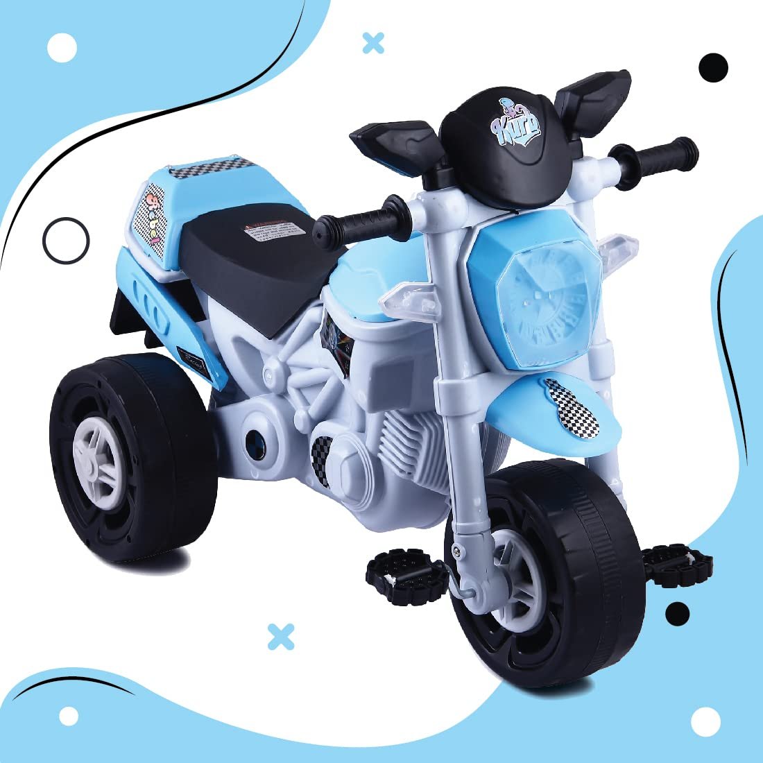 KURB Rebel TRIKES for Kids| Tricycle for Toddlers 1-5 Years | Boys & Girls | Smart Plug N Play | Bullet Tricycle with Light & Music| Capacity Up to 30Kgs Wheels - Blue - Image 6