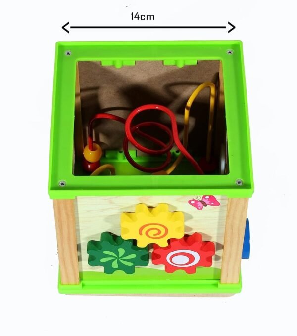 Activity Centre Play Cube Learning House (5-in-1) Bead Maze Smiling Clock Shape Sorting Mechanical Gears Routing Insects Early Educational for Kids [Multicolor, 1-4 Years] - Image 5
