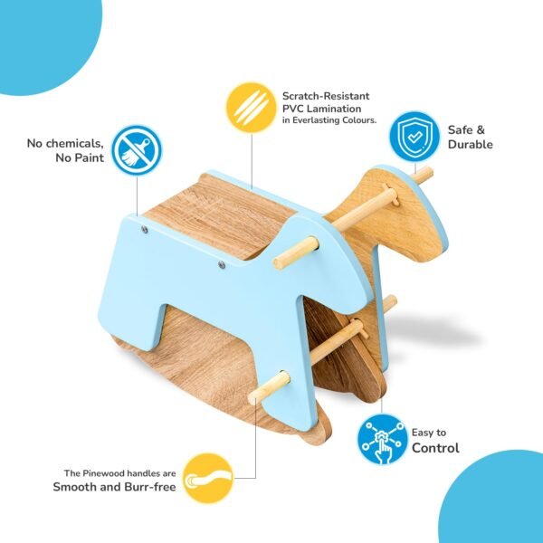Rocking Horse, a Ride-on Toy for Kids Aged 1-5 Years (Blue) - Image 3