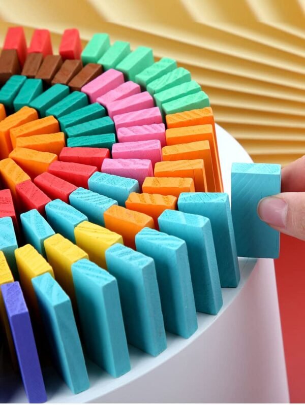 100 Piece Wooden Building Blocks Toy for Kids,Block Game for 3-8 Years Old Kids Boys & Girls,Random Color (100 Piece Domino Block Toys for Kids) - Image 2
