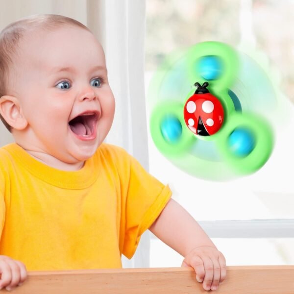 3PCS Suction Cup Spinner Fidget Toys for 1 Year Old Boy Girl Spinning Top Toddler Toys Age 1-2|1 2 Year Old Boy Birthday Gift| Baby Bath Toys for Kids Ages 1-3|Sensory Toys for Toddlers 1-3 - Image 2