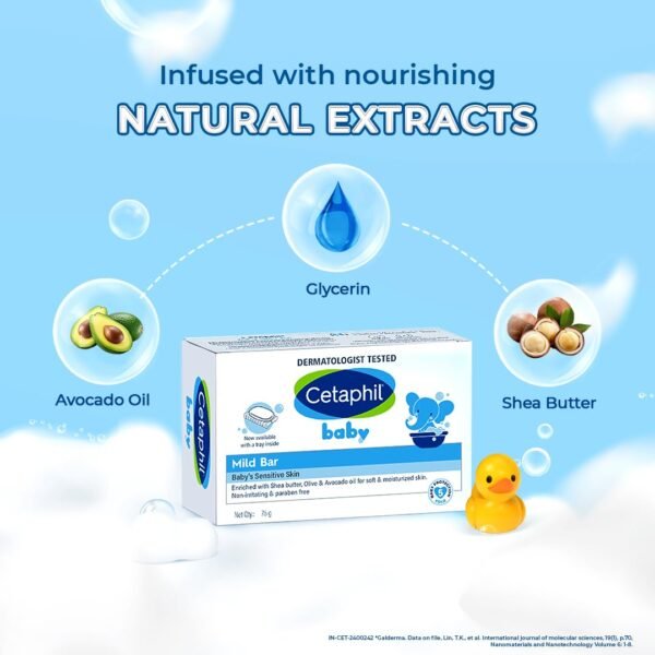 Cetaphil Baby Mild Bar 75gm, Kids Soap for Bath, White, Medium - Image 5