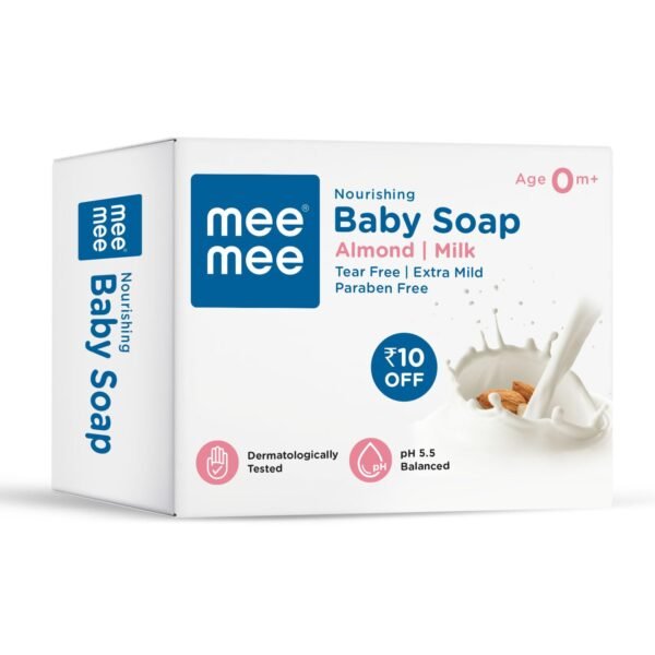 Mee Mee Nourishing Baby Soap for Bath Bar with 100% Natural Almond Oil & Milk Extract, Dermatologically Tested for Soft Baby Skin, 75 Gram - Image 3
