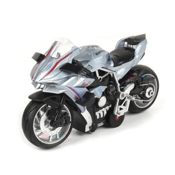 Police Motorcycle Toy - Pull Back Motorcycle Toys, Tiny Gift with Music Lighting, Latte Motorcycles Toy for Kids Boys Age 3-8 Year Old [Multicolor] (Ninja Bike-Silver) - Image 3