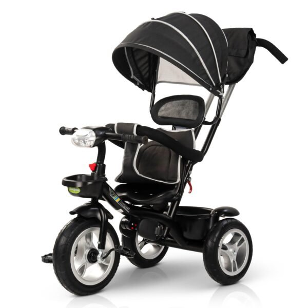 Baybee Klinto 2 in 1 Baby Tricycle for Kids | Plug N Play Baby Cycle Trikes with Parental Control, Canopy, LED Light & Music, Kid Triycle with Safety Guard, Kids Cycle for 2-5 Years boy Girl (Black)