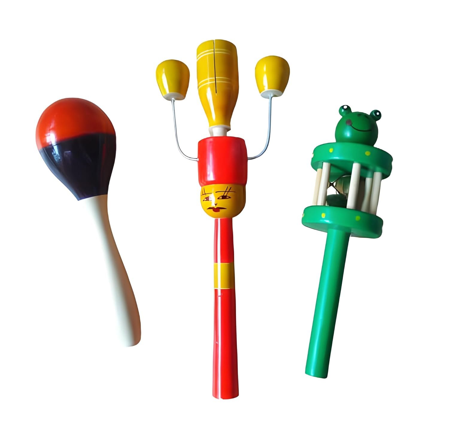 Channapatna Toys Colorful Wooden Rattles for Baby/Infants Set of 3 pcs- Multicolor (0+ Years) - Discover Sounds, Develops Sensory Skills