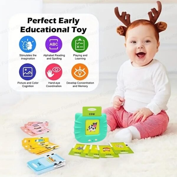 FunBlast Talking Flash Cards for Kids, Learning Toys for Kids, English Flash Cards, Montessori Educational Toys for 2-4 Year Old Kids, Boys, Girls -112 Double Sided Card (Green) - Image 5
