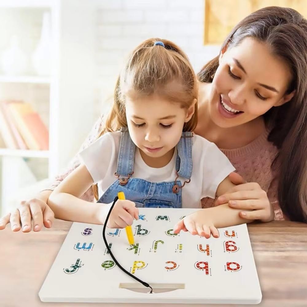 Magnetic Alphabet Tracing Board, Double-Sided 2-in-1 Learning & Writing Board, STEM Toy for Toddlers, Letter & Number Tracing Board with Magnet & Stylus Pen, Montessori Educational Toy - Image 2