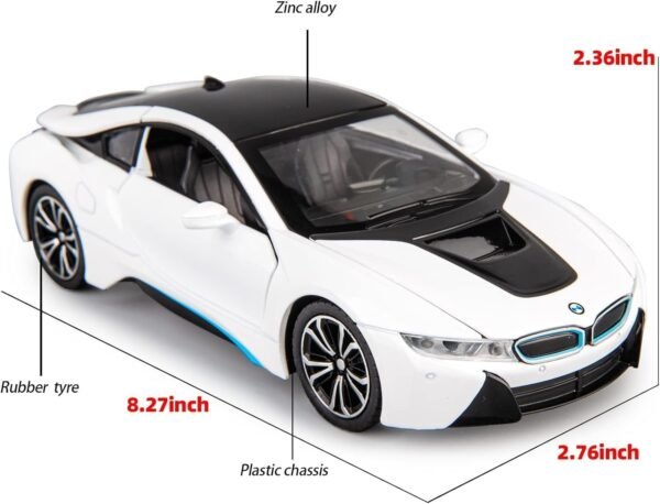 BMW I8 CAR Toy Car Metal Pull Back Diecast Car with Openable Door and Sound Light, Gifts Toys for Kids (Kids Toy Metal car White) - Image 3