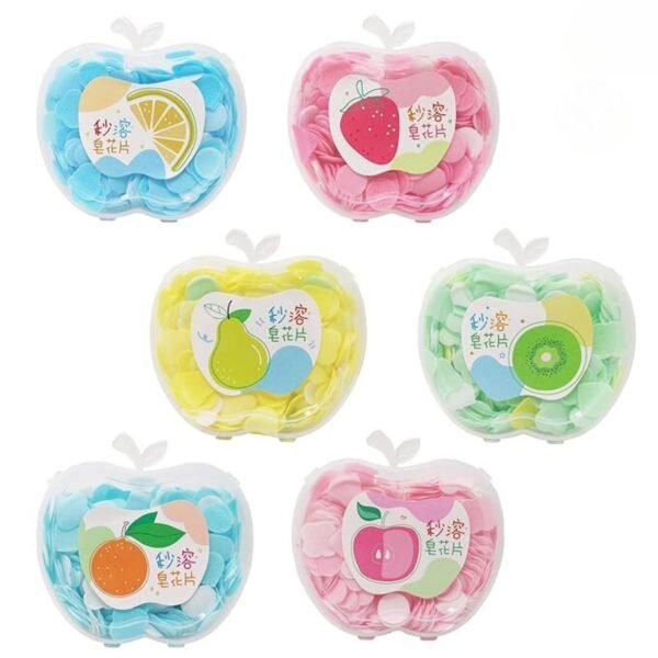 Paper Soap Strips for Travel Travelling Essentials for Kids, Men & Women Dissolvable Soap Sheets for Hand Wash Portable Flower Tube Petals Apple Shape Bottle Paper Soap(pack of 2) - Image 2