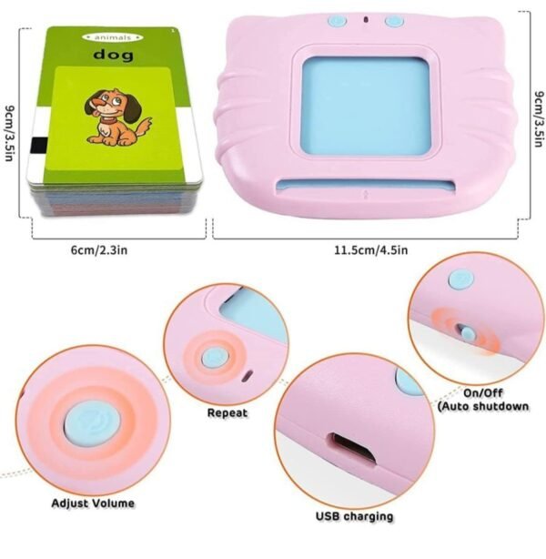 Talking Flash Card Learning Device Toy for Early Learning 224 Words Sounds Music Playing Game - USB Rechargeable for Kids (1-6 Years) Toddlers Pre-School Education (Random, Normal) - Image 2