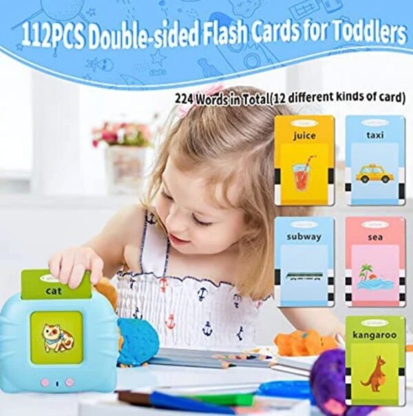 Camin Talking Cognitive_Skills Flash Card Learning Device Toy Early Learning 224 Words Sounds Music Playing Game - USB Rechargeable for Kids (1-6 Years) Toddlers Preschool Education (Random Color) - Image 5