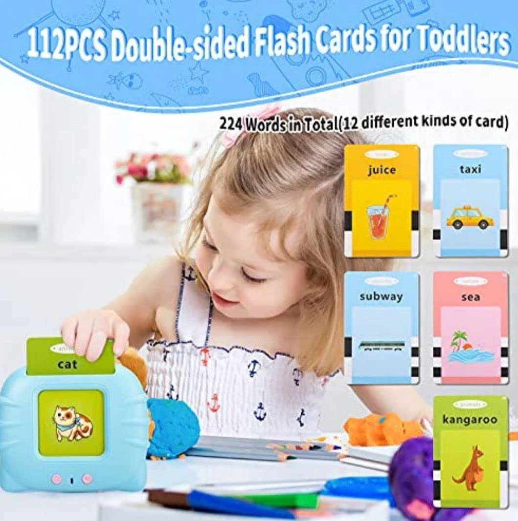 Camin Talking Cognitive_Skills Flash Card Learning Device Toy Early Learning 224 Words Sounds Music Playing Game - USB Rechargeable for Kids (1-6 Years) Toddlers Preschool Education (Random Color) - Image 5
