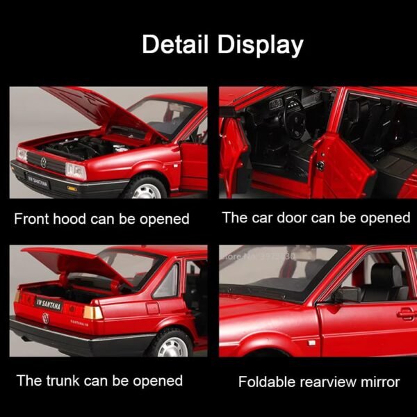Compatible for 1:24 Volkswagon Santana Toy Car Model, Diecast Collectible Pull Back Model Car with Sound and Light, Toy Gift Vehicles for Adults Kids Boys Girls?Multicolor? - Image 2