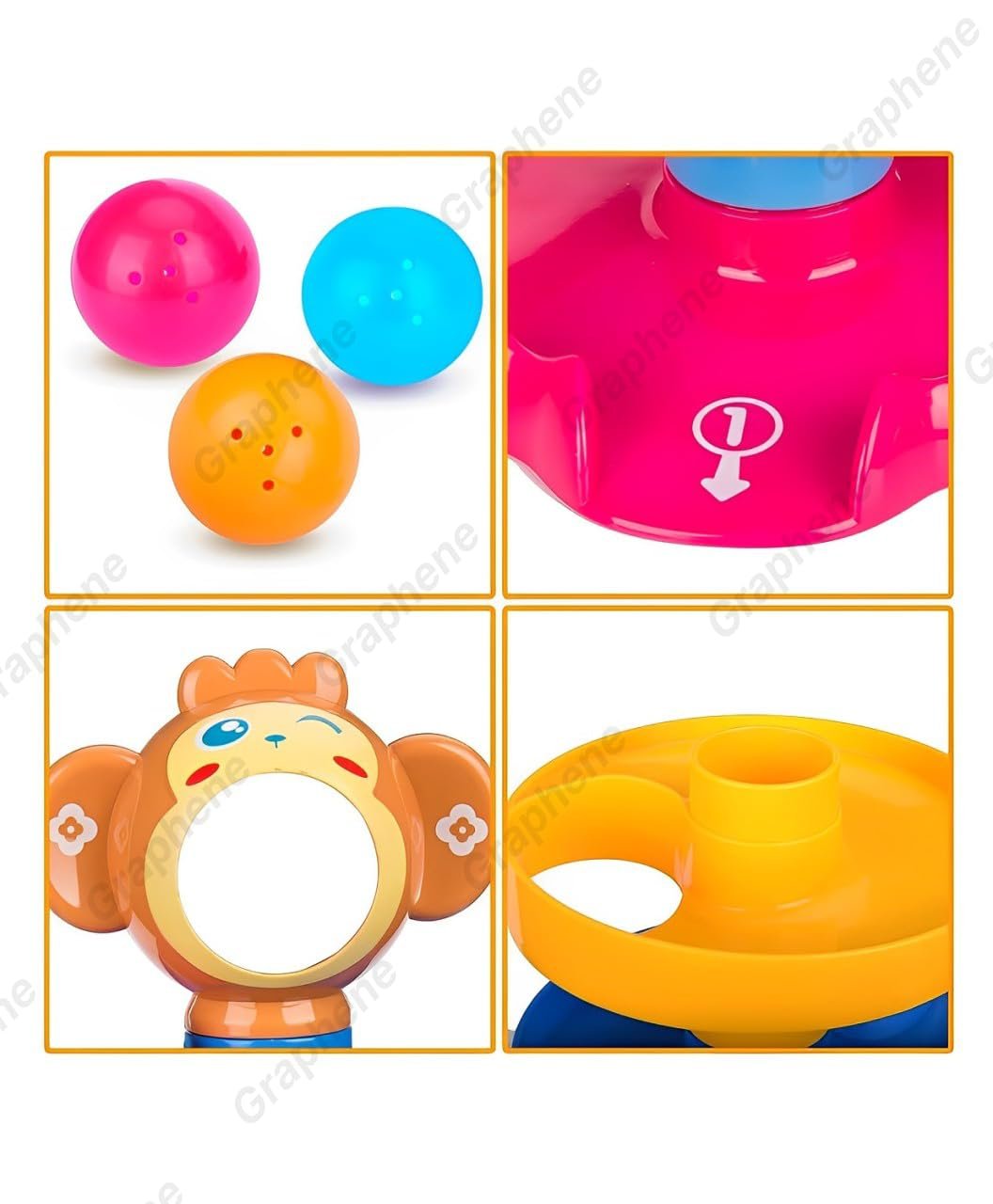 GRAPHENE Monkey Ball Drop and Roll Swirling 5 Layer Tower Toy for Kids,Toddler 3 Puzzle Rattle Balls with Non Toxic Material Stacking Educational Toy Best Birthday Gift Multicolor(Pack of 1) - Image 5