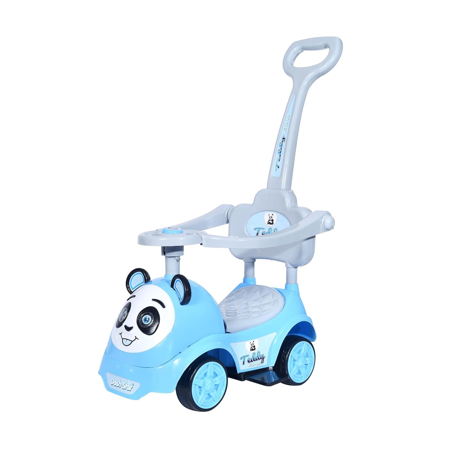 JoyRide Teddy Plus Ride On Push Musical Baby Car with Protective Arm Rest and Parent Handle, Storage, Age 1-3 Years (Blue)