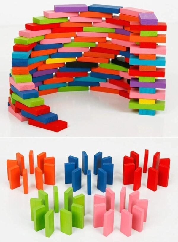 100 Piece Unbreakable Building Blocks Toy for Kids,Block Game for 3-8 Years Old Kids Boys & Girls,Random Color(100 Piece Domino Block Toys for Kids)