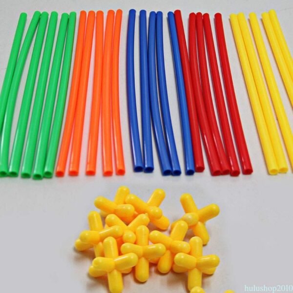 Straws Building Blocks Game Set for 3-8 Years Old Kids Boys & Girls,Multicolor,90+ Piece - Image 6