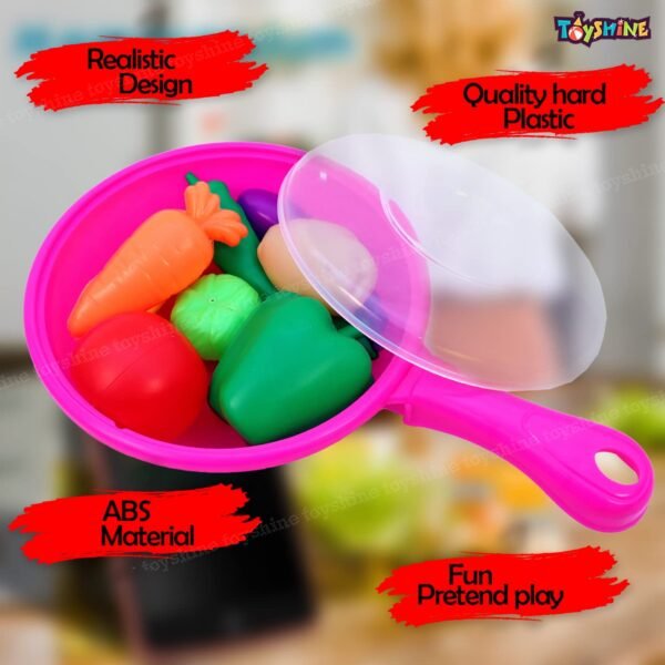 Toyshine Pack of 10 Vegetable Toy Set with Pan | Pretend Play Food Cooking Toy for Kids Learning Educational Toys for Boys Girls Toddler 3-6 Years - Image 6