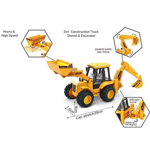 Unbreakable Excavator Crane Model Construction Engineering Vehicle Friction 2 in 1 Bulldozer Toys Trucks Building Vehicles for Kids 2 Years and Above - Image 3