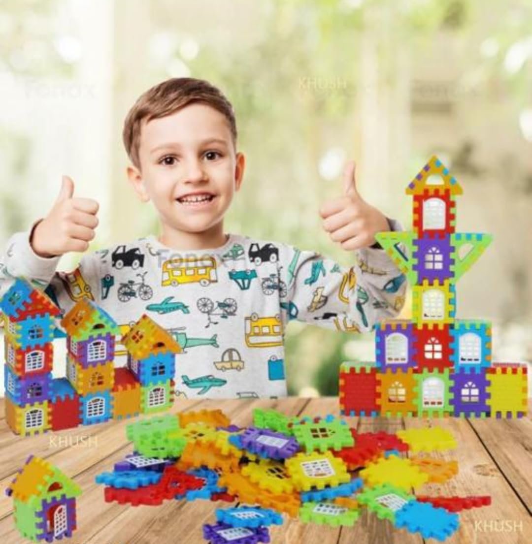 MBK My Happy House Building Blocks Set - 60+ Pcs Toy with Attractive Windows | Block Game for Kids 2-5 Years | Educational Toy for Boys & Girls - Image 2