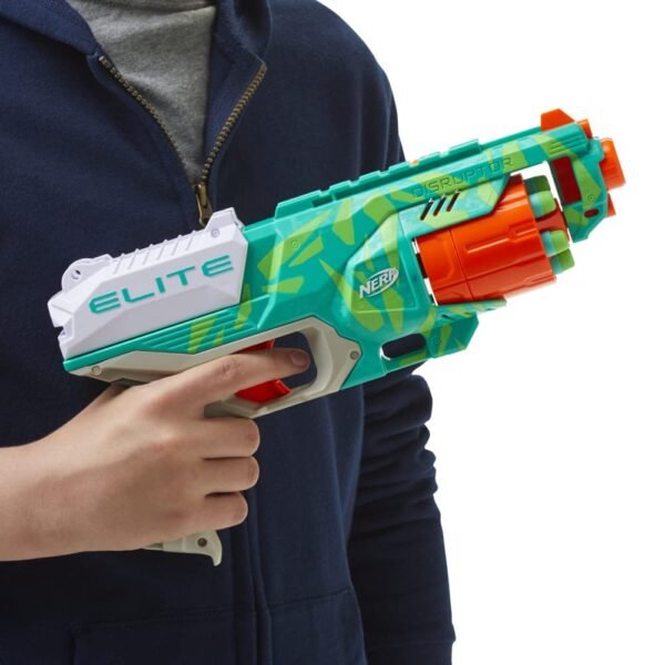 Nerf Elite Disruptor Blaster, 6-Dart Rotating Drum, 6 Nerf Elite Darts, Slam Fire, New Dynamic Green Color, Toys for Kids, Teens & Adults, Outdoor Toys for Boys and Girls Ages 8+ - Image 2