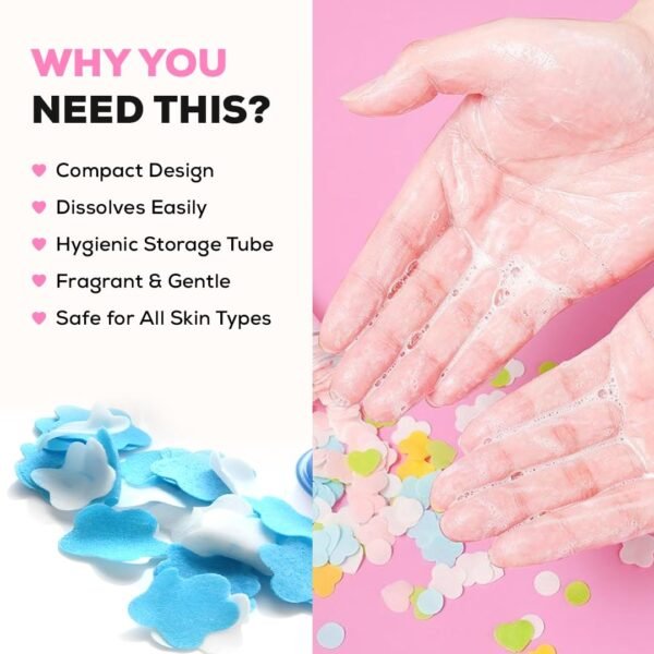 Disposable Paper Soap Tube, Mixed Fragrance Paper Soap Sheets, Flower Design, Compact and Portable, Gentle on All Skin Types, Dissolves Easily, Hygienic and Travel-Friendly - Image 2