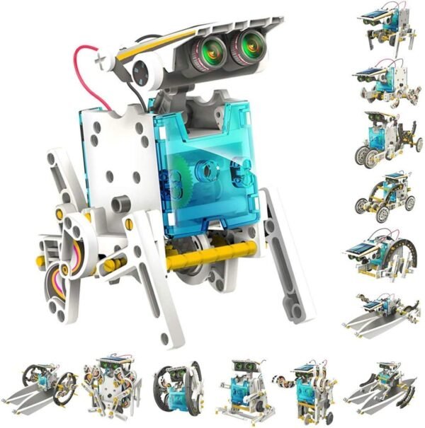 Toys for 5-10 Year Old Boys and Girls, 13-in-1 Education Solar Robot Toys Solar & 13 in 1 Magnetic Family Board Game (Solar Robot Set),Multicolor - Image 2