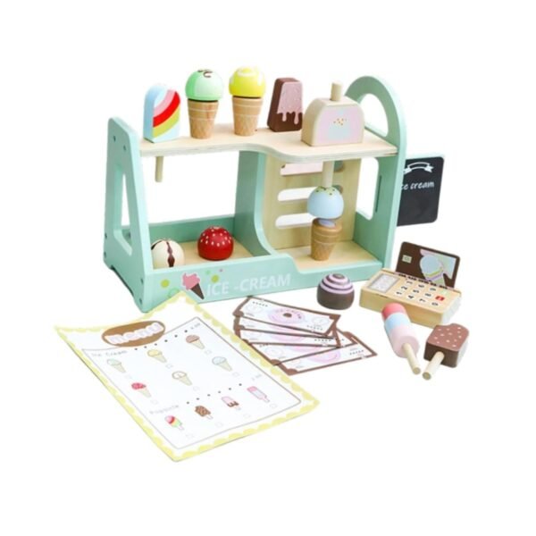 Lr Decor Bazaar Wood Ice Cream Playset Wooden Popsicle Set for Boys Girls 3-8 Year Old Gifts - Image 6