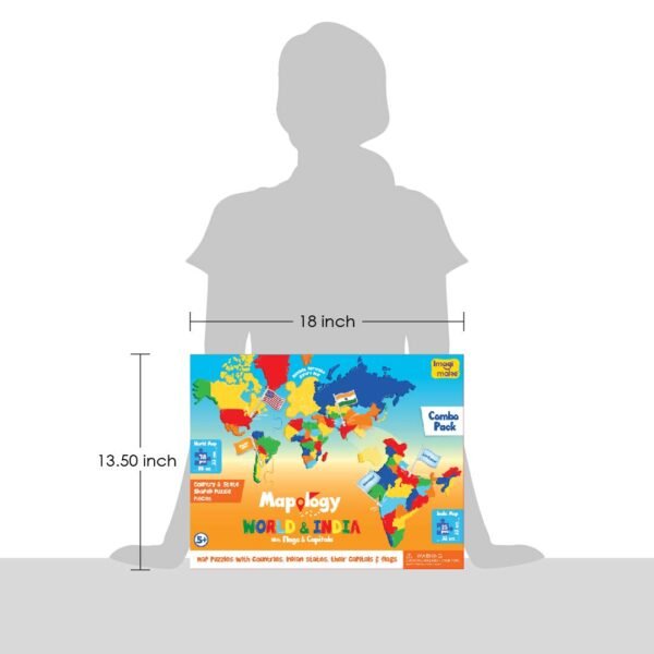 Imagimake: Mapology India and World Maps with Capitals - Learn Capitals and Country Flags - Educational Toy for Kids Above 5 Years, Multicolor - Image 3