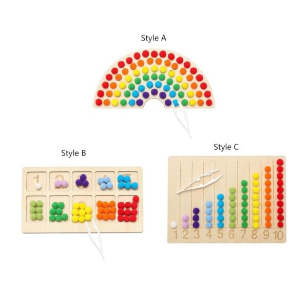 bnf® Wooden Board Bead Game Rainbow Color Stacking for Boys Girls Puzzle Kids Toy Style A - Image 5