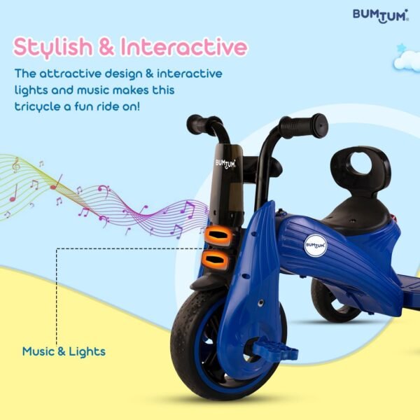 BUMTUM Baby Edge Tricycle with Handle | Baby Tricycle for Kids | Baby Tricycle for 2 Years to 5 Years Kids & Toddlers | Pedal Tricycle & 3 Wheel - Blue - Image 5