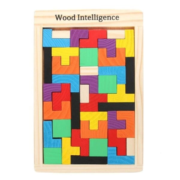 Tetris Puzzle for Kids,Wooden Russian Blocks, Wood Intelligence Puzzle, Brain Teasers Games, Tangram Jigsaw Intelligence Puzzle Educational Gift for Kids,Building Blocks 40pcs, Ages 3-8 Years.