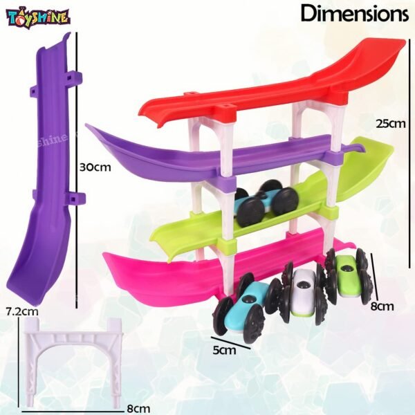 Toyshine Racer Ramp Toy With 4 Cars, 4 Ramps And Race Track For 1, 2, 3 Toddlers, Boys & Girls Educational Vehicle With Figures - Image 2