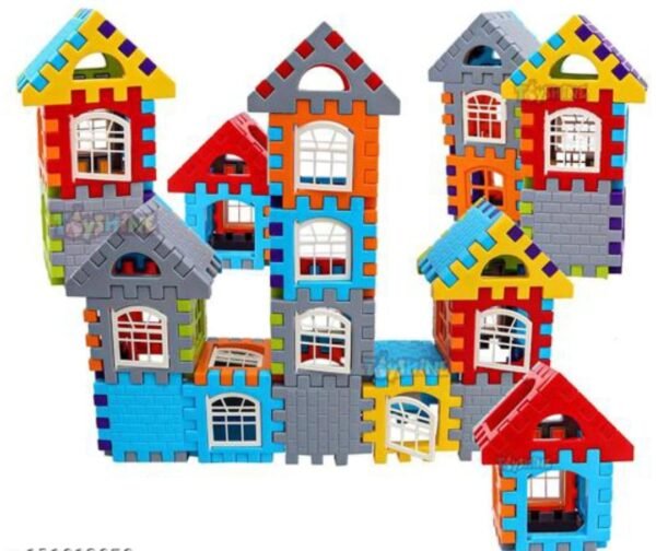 MBK 60+ PCS Medium-Sized Happy Home Building Blocks Set - Fun Multicolour Toys for Kids 2-5 Years Old - Image 3