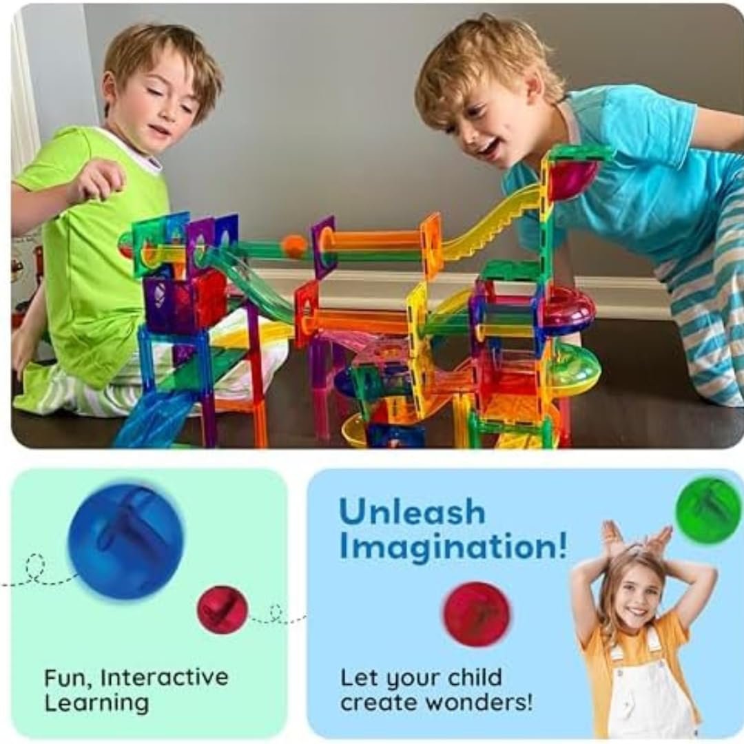 Magnetic Blocks – STEM Toy for 4 Year Old Boy & Girl | Marble Run Toys for Kids | Gift for 3+ Year Old Boy | Magnetic Building Blocks | Educational Toys 4 Years Old – 40 Pcs - Image 6