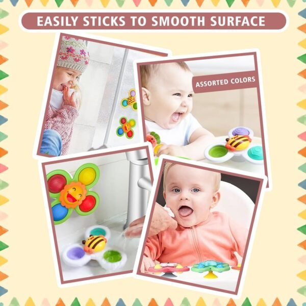 Wembley Baby Products Bath Toys 3 PCS Suction Cup Spinner Toy for Baby Toddlers Sensory Toys for Kids | Sticks to Window Table Baby High Chair Tray Bath Spinners for Baby Gifts for Baby Toddlers - Image 6