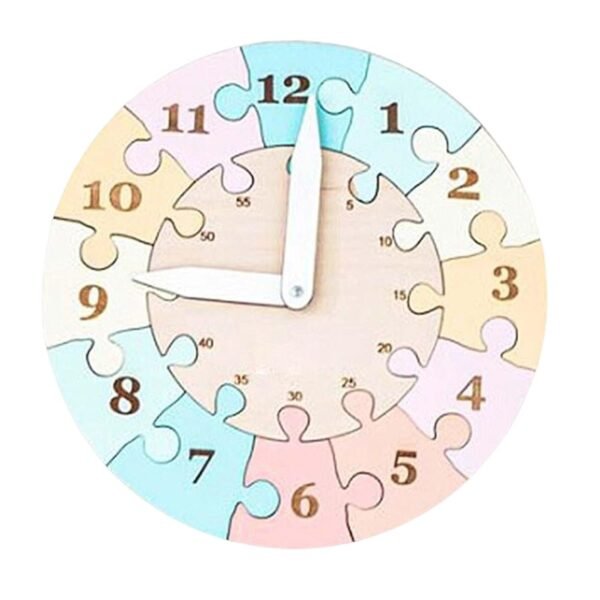bnf® Wooden Clock Learning Puzzle with Numbers for Girls Boys Baby Children Pink Baby | Toys for Baby | Developmental Baby Toys - Image 6