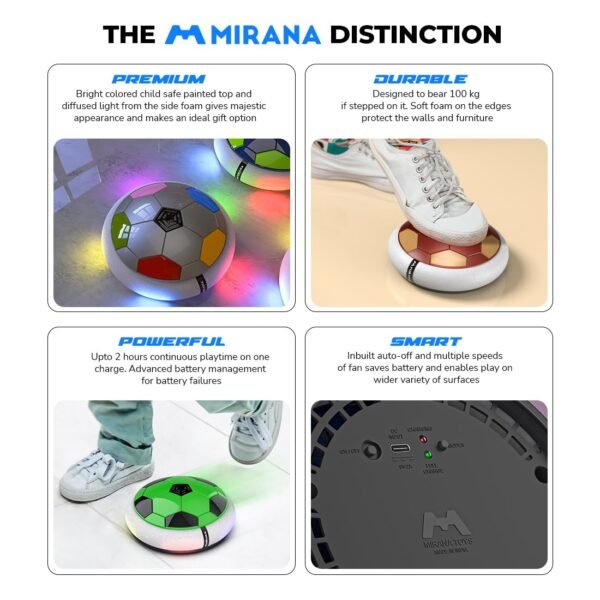 Mirana C-Type USB Rechargeable Battery Powered Hover Football Indoor Floating Hoverball Soccer | Air Football Smart | Made in India Fun Toy Best Gift for Kids Boys and Girls 2-10 Years Red - Image 5