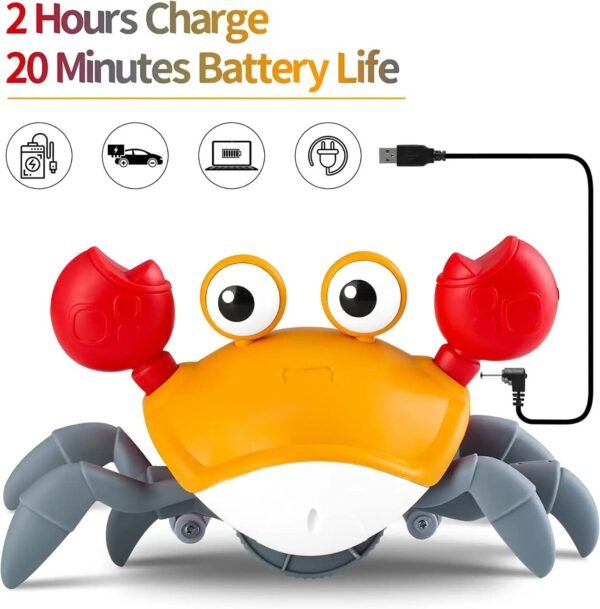 Kidology Crawling Crab Infant Tummy Time Toys For Kids | Kids Electronic Musical Light Up Toy With Automatically Avoid Obstacles Build In Rechargeable Battery, Blue - Image 4