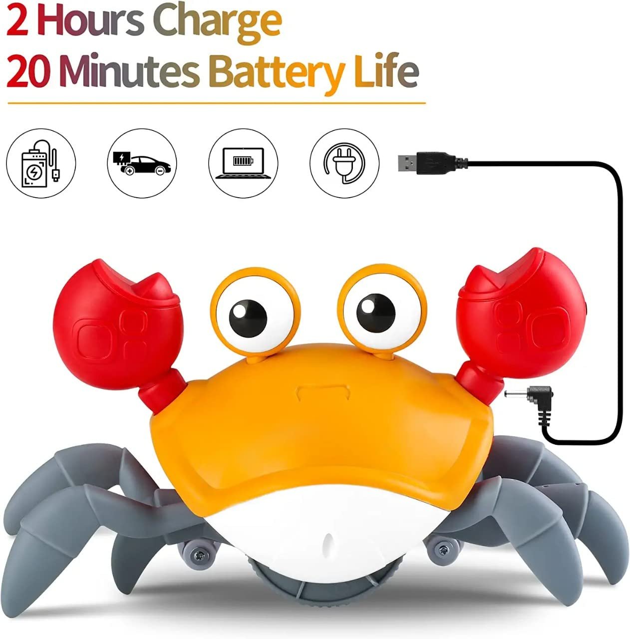 Kidology Crawling Crab Infant Tummy Time Toys For Kids | Kids Electronic Musical Light Up Toy With Automatically Avoid Obstacles Build In Rechargeable Battery, Blue - Image 4