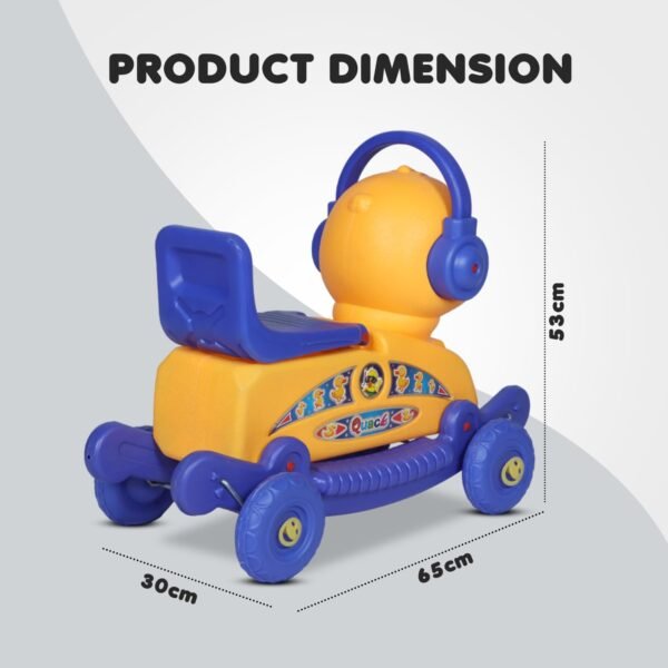 Quack Duck Rider for Kids 1-3 Years Old 2-in-1 Rocker/Ride-Ons & Wagons Non Battery Operated Rideon (Blue & Orange) - Image 2
